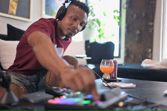 Host working the audio setup